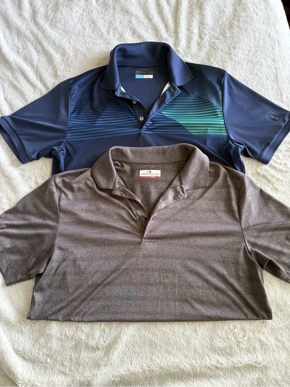 Men's Golf Polo Shirts - Navy Striped & Heather
